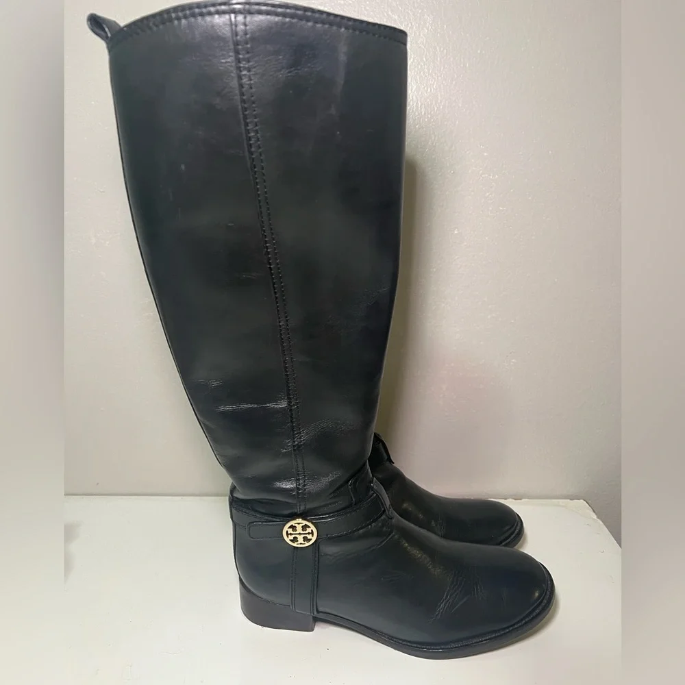 Tory Burch Bristol Black Leather Riding Boots size 6.5